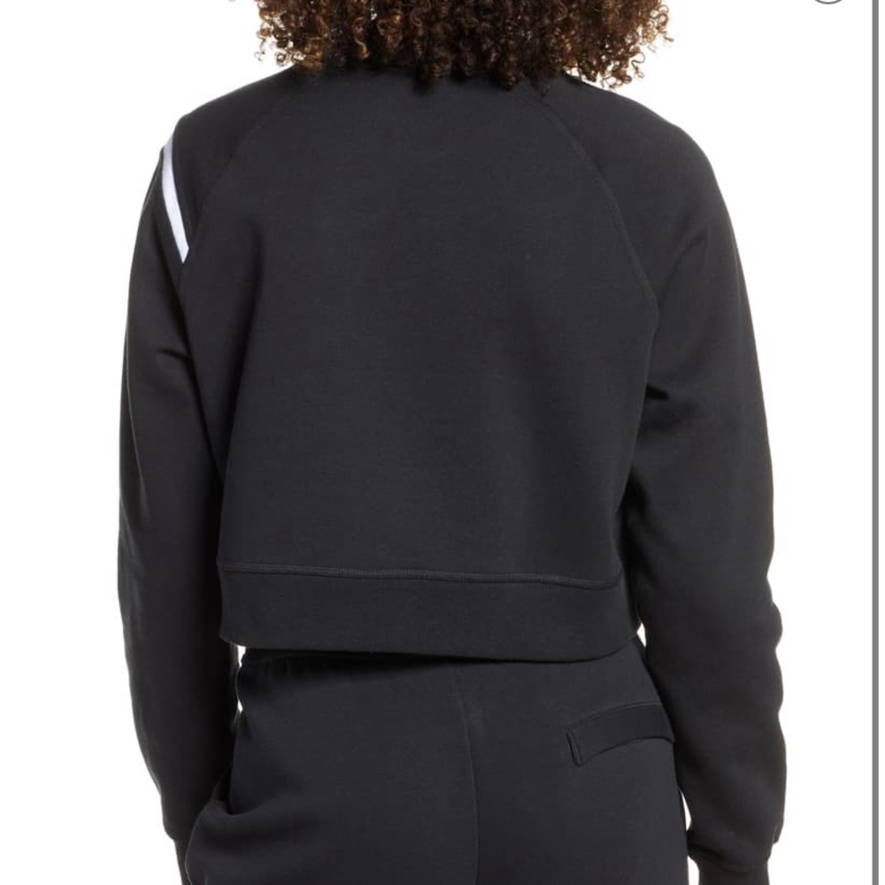 NEW! Nike Crop Black Hoodie Logo Check Print - Picture 2 of 7